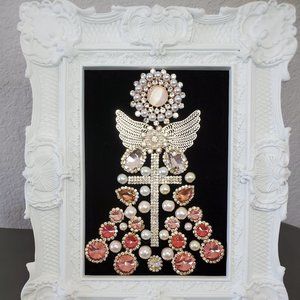Framed Rose Gold Jeweled Angel Creation